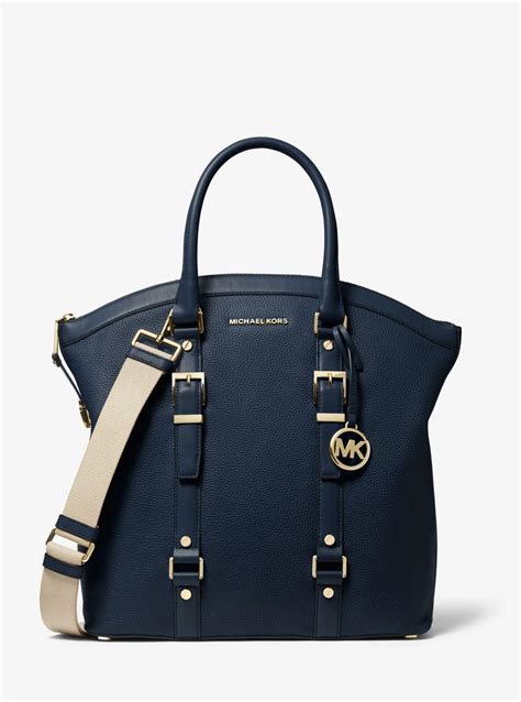 michael michael kors blue bedford legacy xl weekender bag|Bedford Legacy Large Pebbled Leather Crossbody Bag .